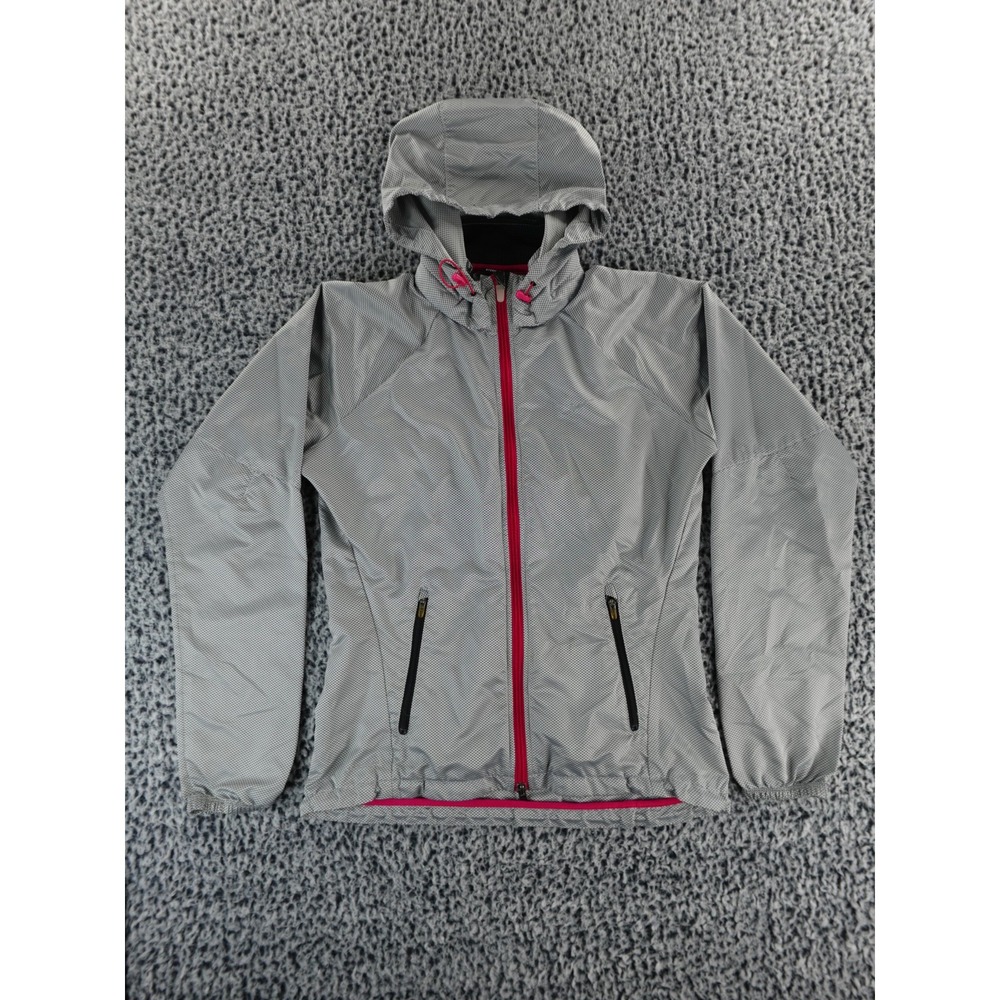 Nike Storm Fit Neon Silver/Pink Hooded Zip Up Windbreaker Jacket 339149 Sz Small